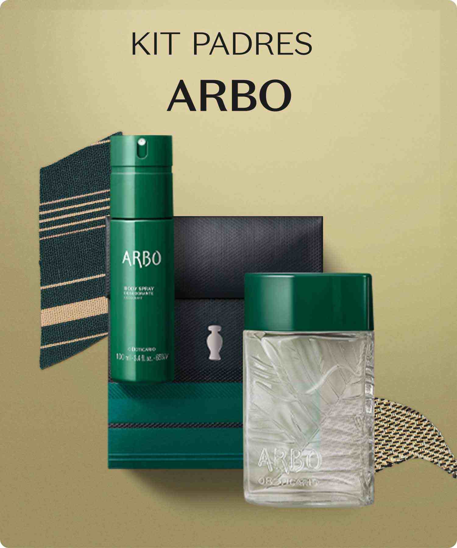 Si buscas perfumes para papá, elige el kit Arbo, que incluye un desodorante también. Sentirá refrescantes notas de menta, hojas verdes y sándalo.