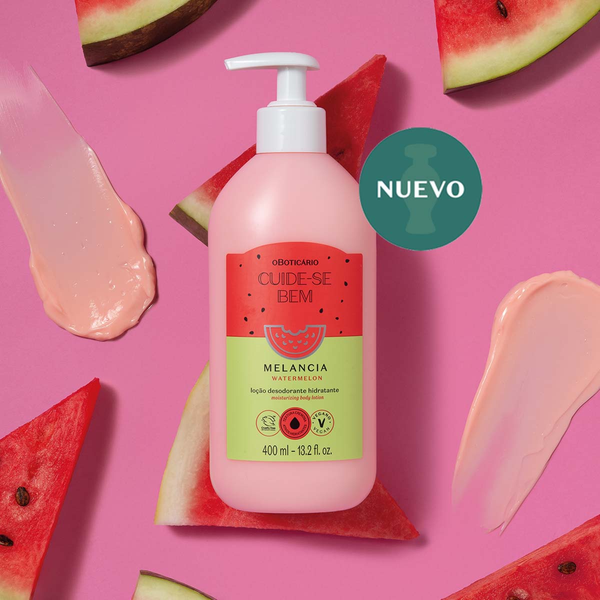 Loción hidratante Cuide-se Bem Melancia 400MLLa loción hidratante Cuide-se Bem Sandía te envuelve en una frescura frutal con 48 horas de hidratación gracias a su manteca de Karité y glicerol. 